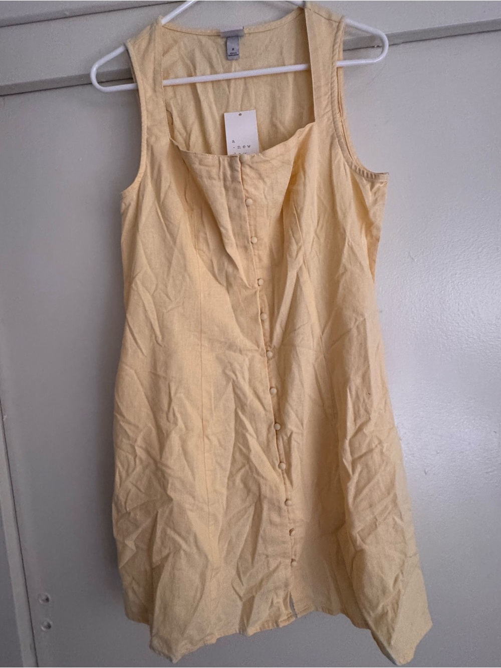 a new day Pale Yellow Sleeveless Button-Front Mini Dress